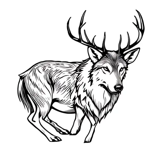 Wolf And Deer Nature