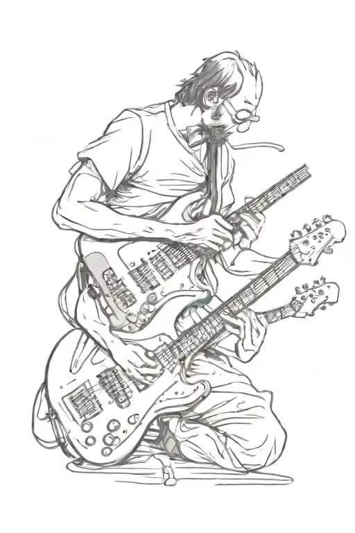 Simplistic Man Playing An Electric Guitar