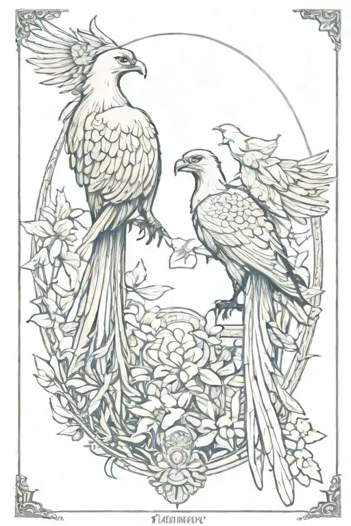 Phoenix And Tarrot Card Strength Tarot Card