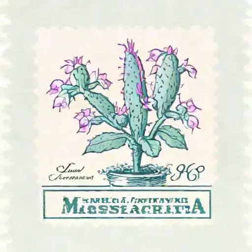 A Stamp From Massachusetts With A Christmas Cactus In It