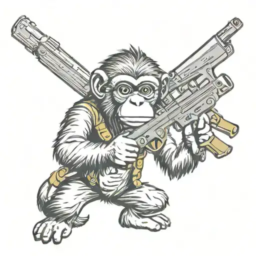 Monkey Holding A Gun Made