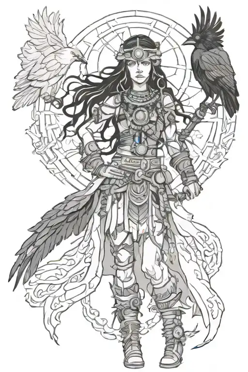 Shaman Warrior Girl Raven