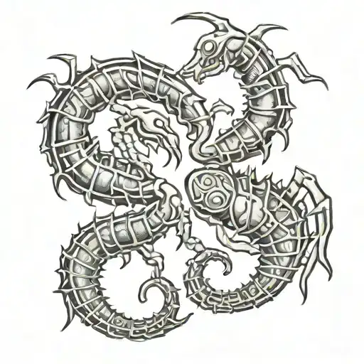 Pioson And Scorpion Blackout Tattoo Design