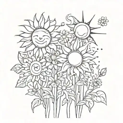 Sun And Flowers Growing