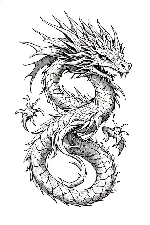 A Dragon Tangled In An Intricate Mc Escher-inspired Optical Illusion