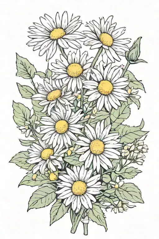 Small Bouquet Of Daisy Flowers And Honeysuckle