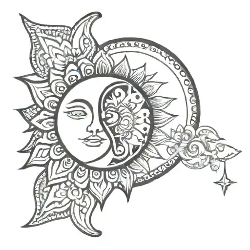 Sun And Moon Mandala Design