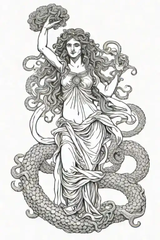 Medusa With The Head Of Perseo In Her Hand Holding