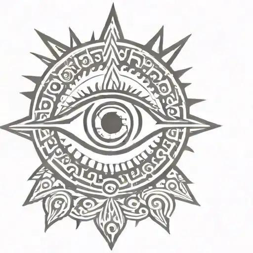All Seeing Eye In Tribal Sun Setting