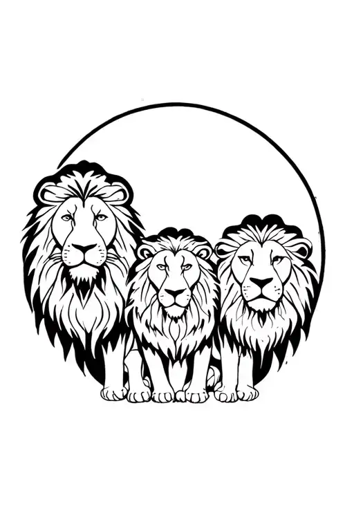 Lion Family Of Three