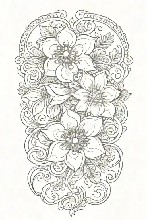 Names Remi Heather Dillan Intertwined Within Mendhi Style Flower