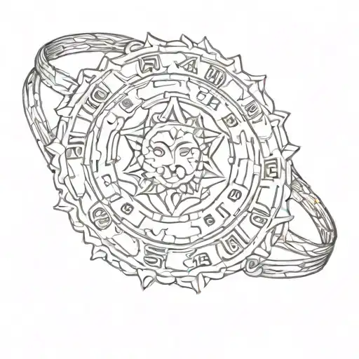 Arm Bracelets Forming A Circle With Sun And Capricorn Sign And Date