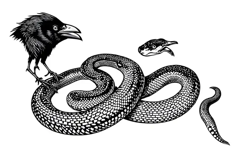 Snake And Crow Tramp Stamp