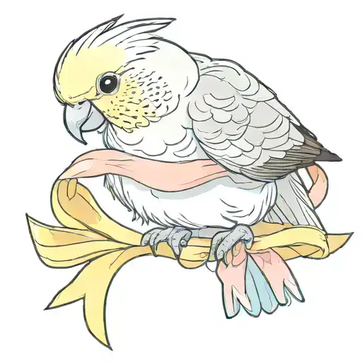 Cockatiel With Cancer Ribbon