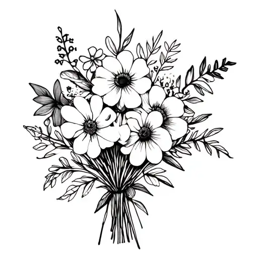 Goth August And December Birth Flower Bouquet