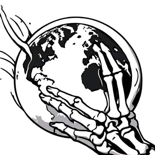 Earth With Skeleton Hand