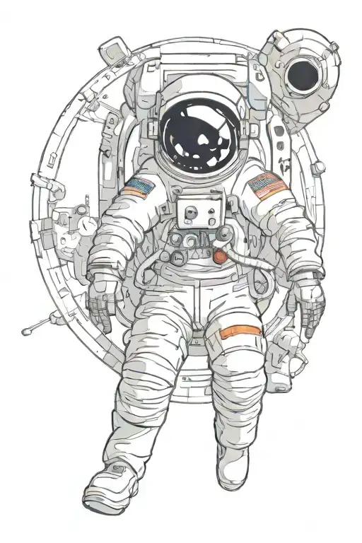 Astronaut In Deep Space Station
