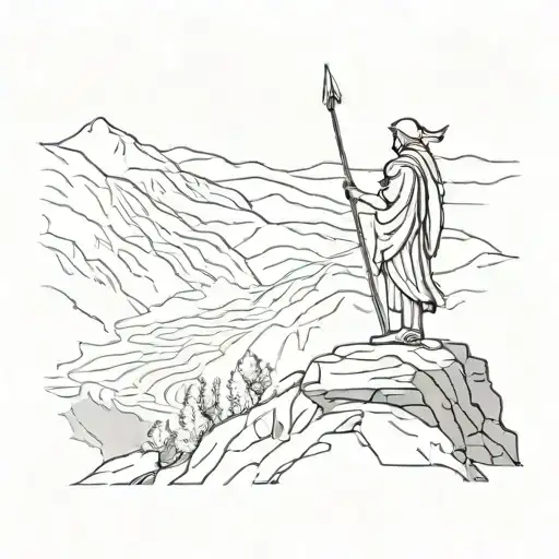 Minimalist Athena Standing On Mountain