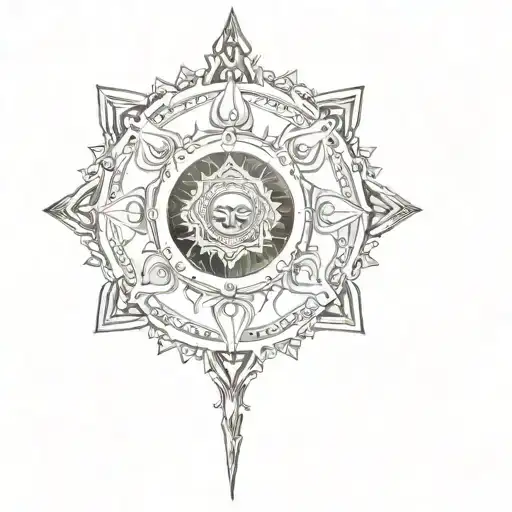 Sudharshan Chakra With Trishul 7 Chakras Radiating Light