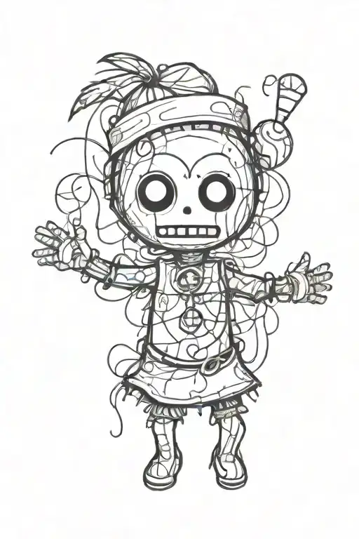Psychedelic And Evil Voodoo Doll In Graffiti And Sketch Style