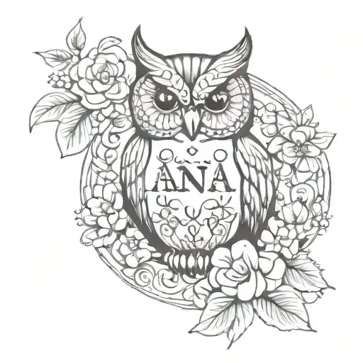 Wrist Tattoo With The Name Anna And Has A Owl