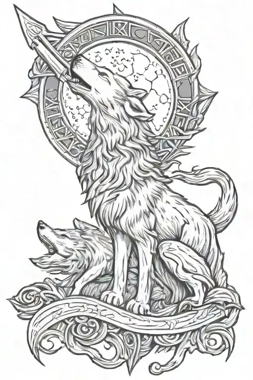 Howling Wolf Dagger Crescent Moon