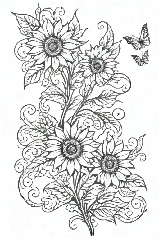 Sunflower Vine And Angel Wings