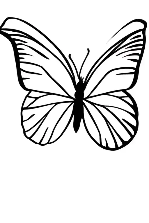 Butterfly Tattoo With Line Tattoo Design