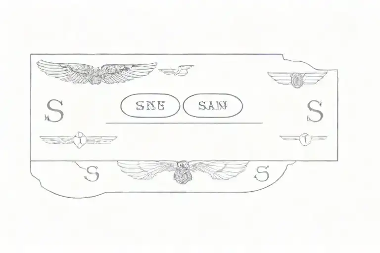 Angel Wings Around Letter S With Roman Numeral Dates