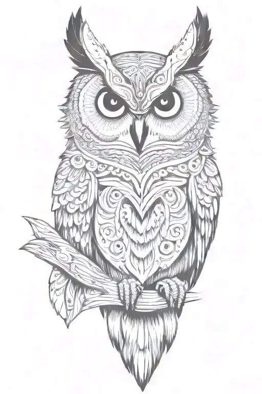 Native Trible Owl Perched