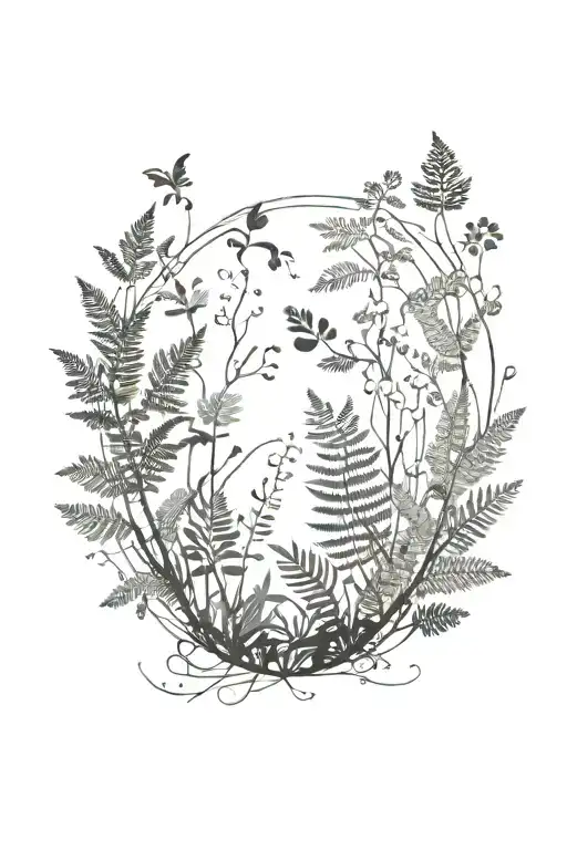 A Fairy Forest With Lots Of Ferns And Flowers