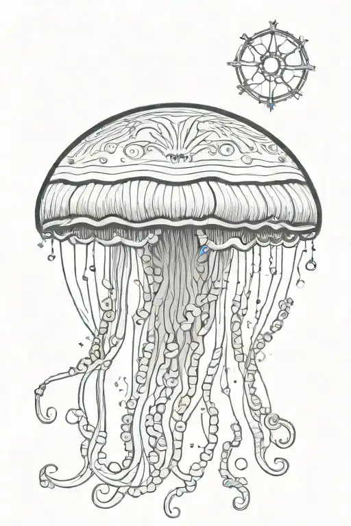 A Long And Dainty Jellyfish With An Eerie Vibe And Mystical Symbols