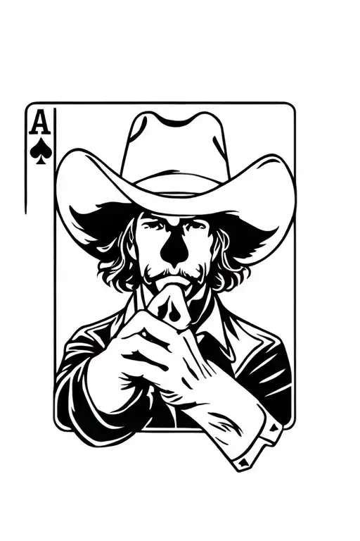 Cowboy Holding A Ace Of Spades Card