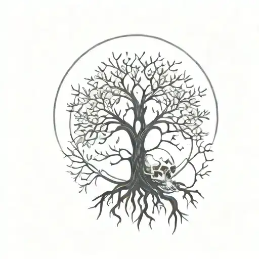 Tree Of Life With Roots Coming From Skull