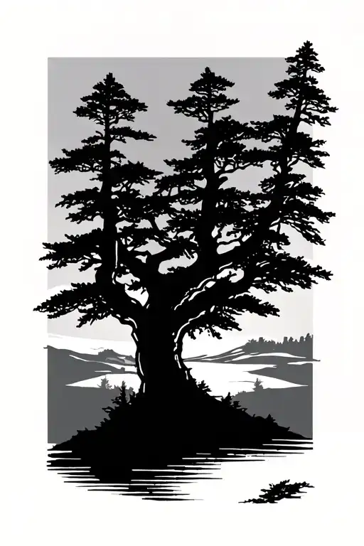 Cool Nordic World Tree With A Gentle Landscape In The Background