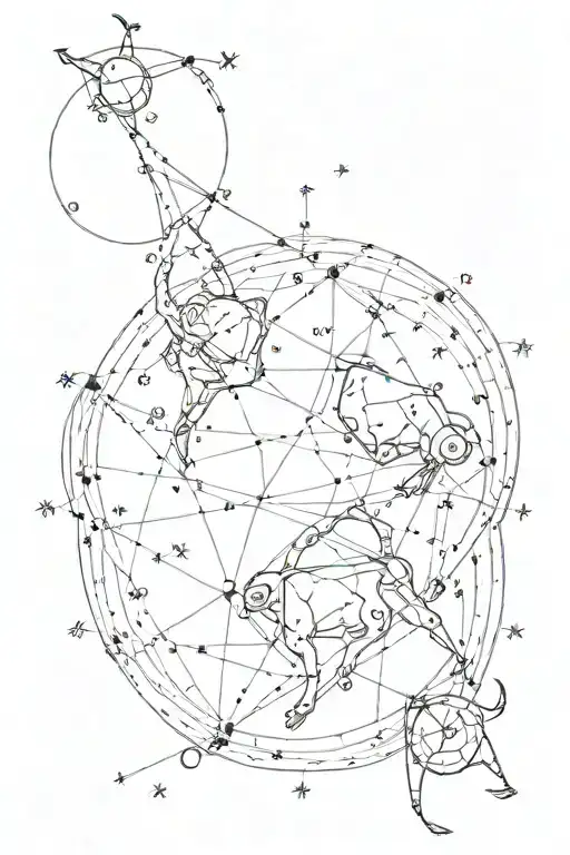 Taurus Constellation Intertwined With Sagittarius Constellation