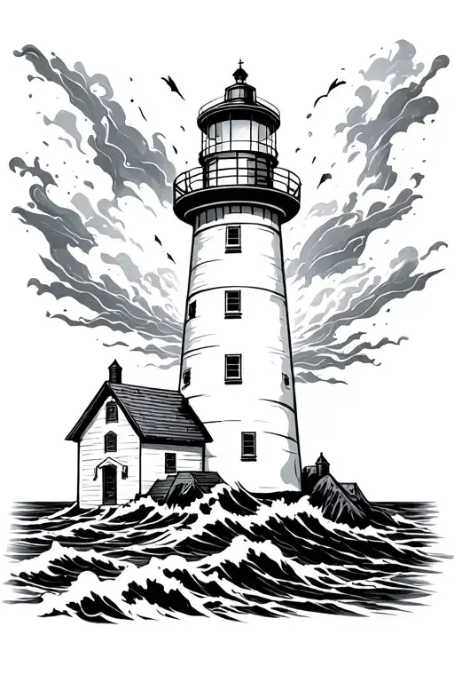 A Lighthouse In The Heavy Storm