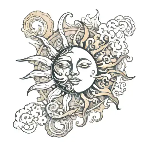 Sun And Moon Made Of Smoke