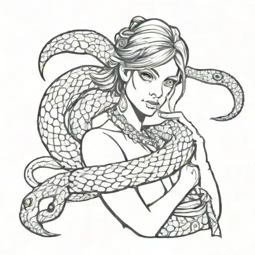 Girl With Snake Wrapped