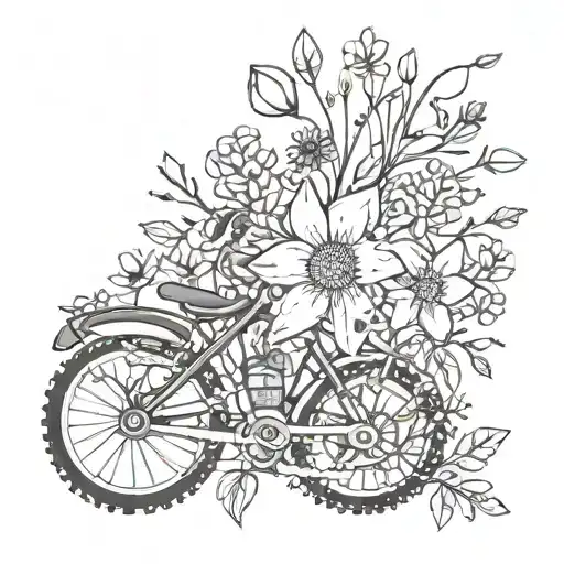 A Delicate Wildflower Bouquet Intertwined With A Dirt Bike Chain