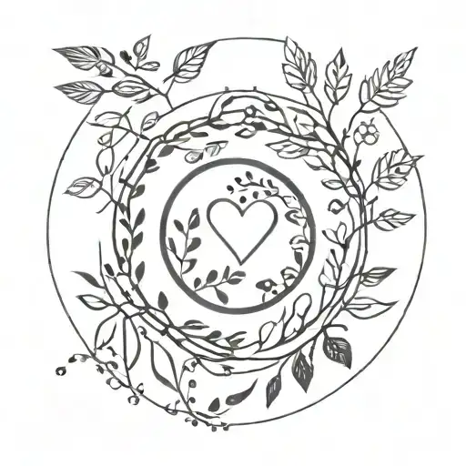 Foliage Circle With Heart