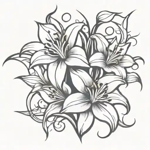 Gothic Lily Flowers Intertwined
