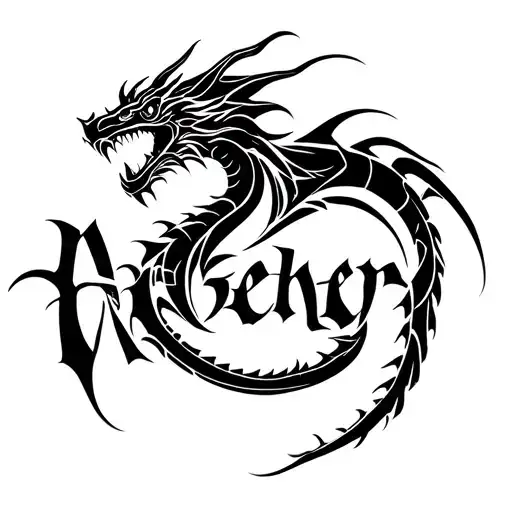 Dragon That Wraps Around A Name Written