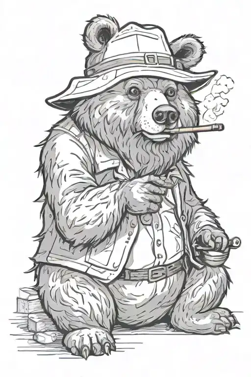 Bear Smoking A Pipe