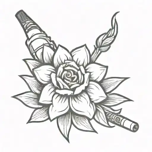 Flower With Cigarette In Blackout