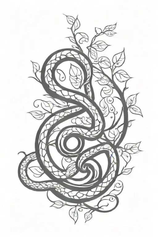 Vine Growing With Snake Coiled