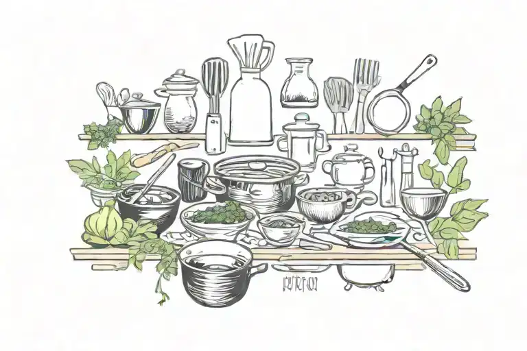 Black Only Culinary Theme That Features A Mixture Of Herbs And Other Cooking Related Items