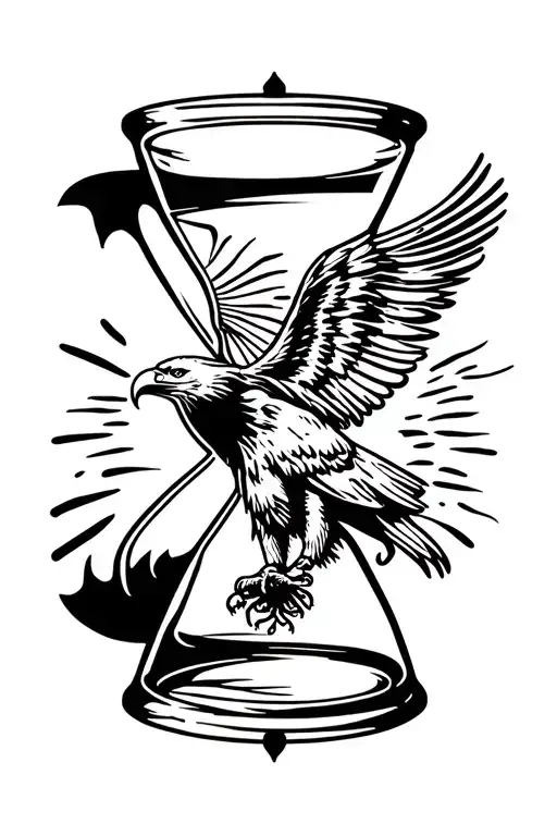 Hour Glass With Eagle Holding
