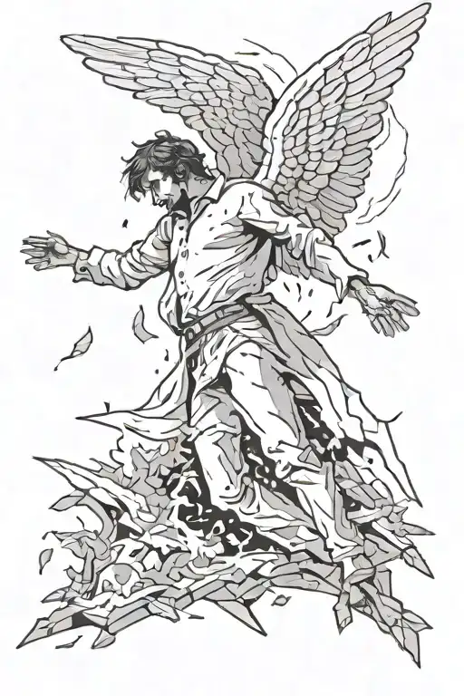 A Man With Wings Gets Burned By The Sun And Falls Down With Broken Wings