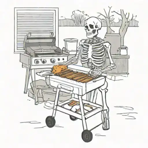 Skeleton Dad Working The Traeger